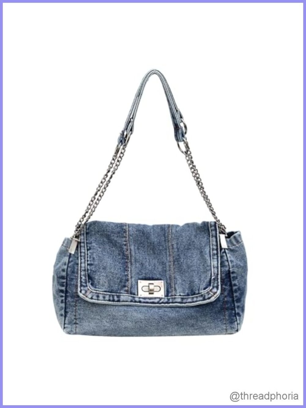 Washed Denim Tote Bag Crossbody Shoulder Bag Lightweight Casual Handbag